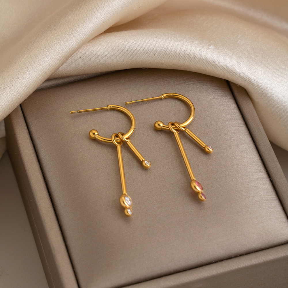 Orecchini Pendenti Da Donna In Acciaio Inossidabile Color Oro, Dalla Forma Geometrica E Impermeabili. Immagine5