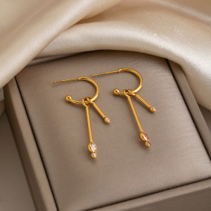 Orecchini Pendenti Da Donna In Acciaio Inossidabile Color Oro, Dalla Forma Geometrica E Impermeabili. h5 Immagine5