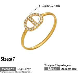 Heart Wings Stainless Steel Waterproof Gold Color Zircon Statement Rings h5