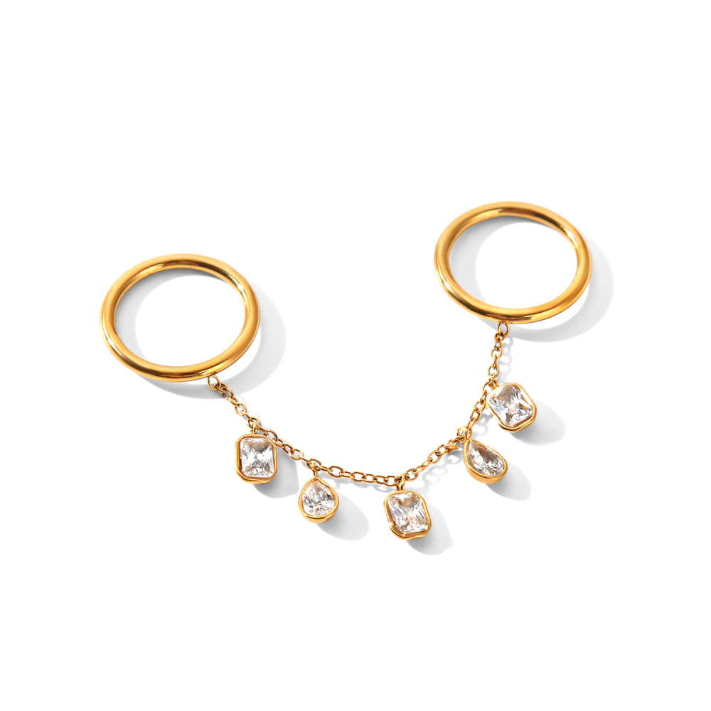 Anillos De Mujer Simple Series Daily Droplet De Acero Inoxidable, Resistentes Al Agua, Color Dorado Y Con Circonitas.