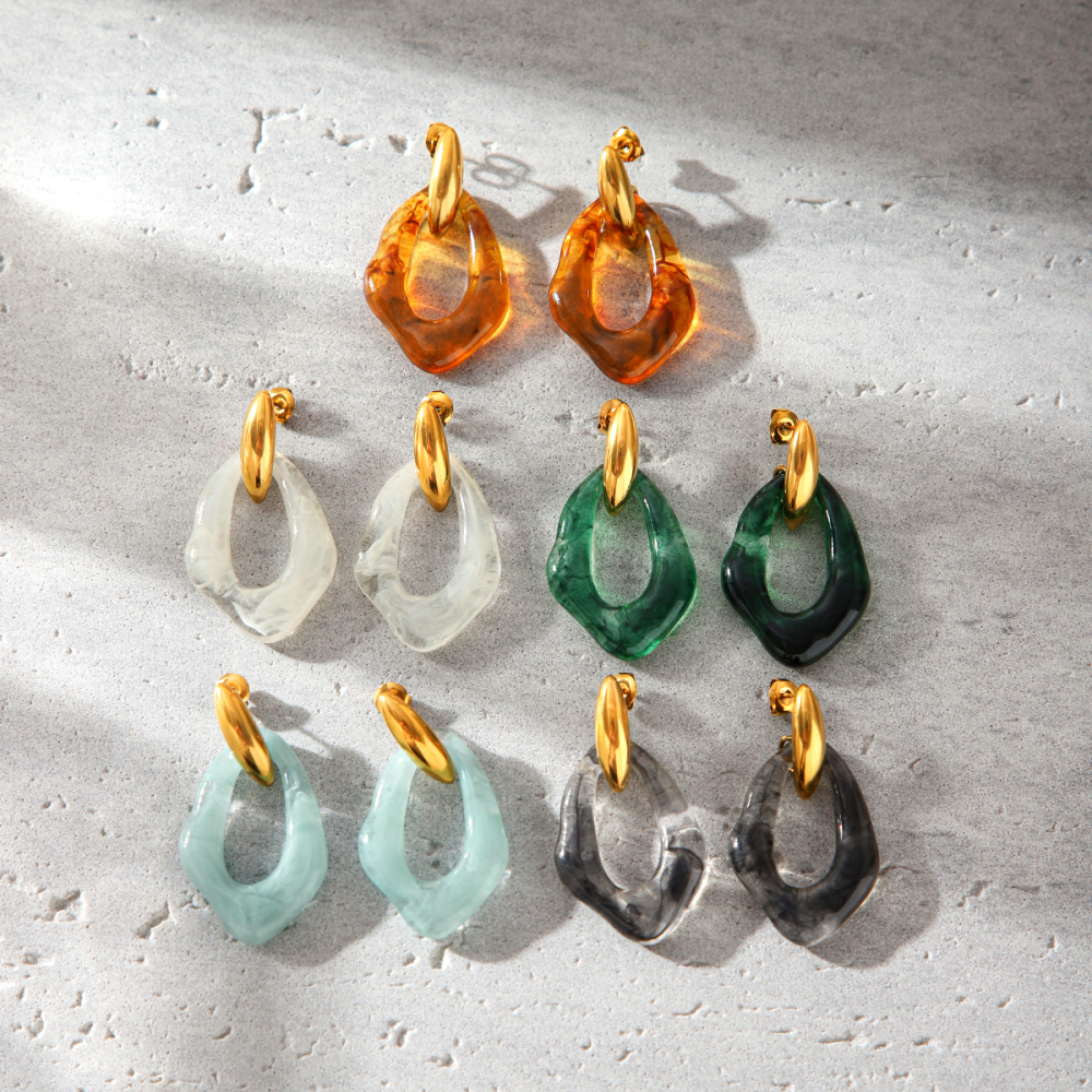Simple Series Daily Irregular Shape Stainless Steel Waterproof Gold Color Women's Drop Earrings Picture3