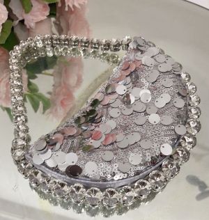 Evening Style Sequin Solid Color Gradient Color Imitation Silk Women's Round Handbags h5 Picture5
