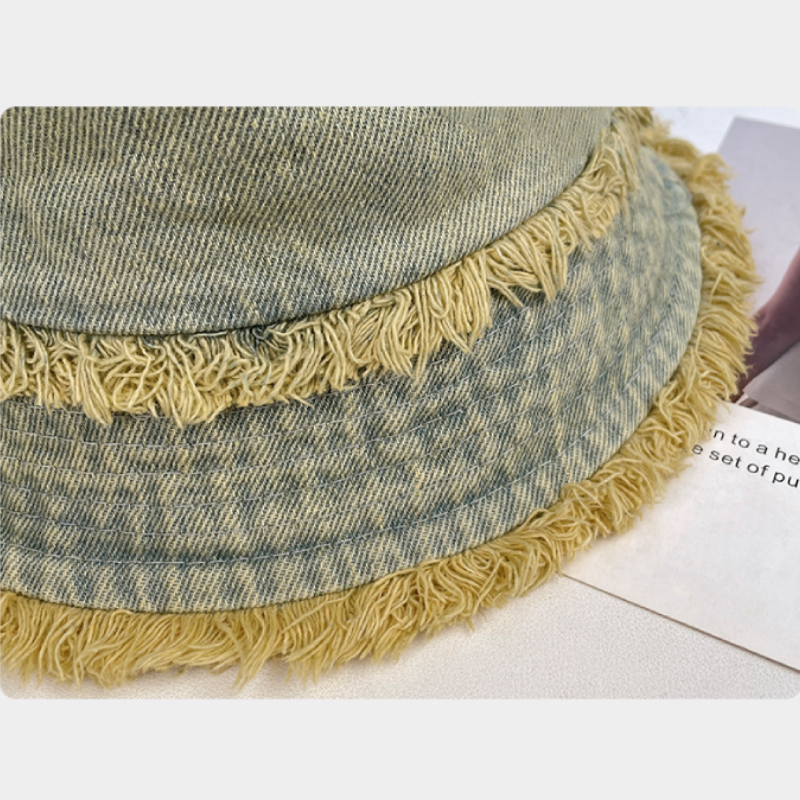 Eenvoudige Serie Retro Effen Patchwork Canvas Bucket Hats Met Kwastjes h5Afbeelding5