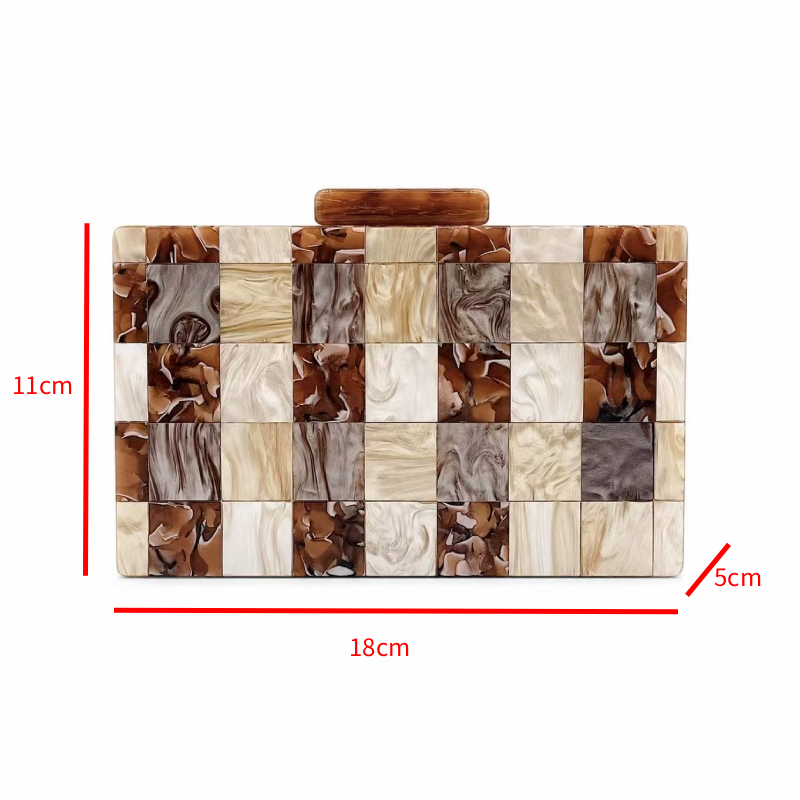 Bolsos De Mano Cuadrados De Acrílico Para Mujer, Estilo Nocturno, Sin Cuadros, Con Cuentas, De Colores Mixtos Y Degradados. Imagen7