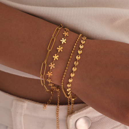 Einfache Serie, Unregelmäßige Form, Wasserdichtes Edelstahl-Armband Für Damen In Goldfarbe 2