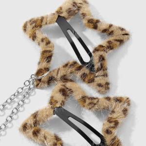 Eenvoudige Serie Retro Hartvormige Haarclips Met Luipaardprint En Ster Van Legering h5 Afbeelding7