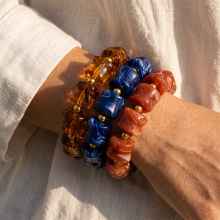 Simple Series Retro Beads Gradient Color Acrylic Women's Beaded Bracelets