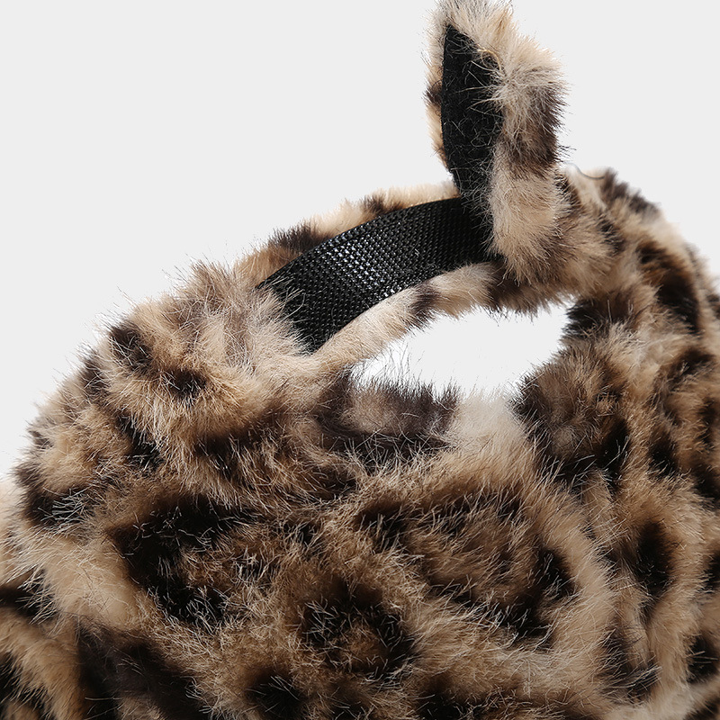 Simple Series Retro Leopard Print Imitation Fur Baseball Cap h5Picture4