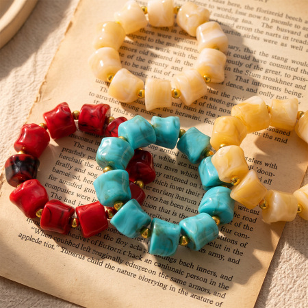 Simple Series Retro Beads Gradient Color Acrylic Women's Beaded Bracelets 2