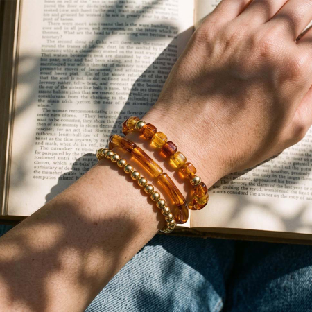 Simple Series Retro Beads Gradient Color Acrylic Women's Beaded Bracelets