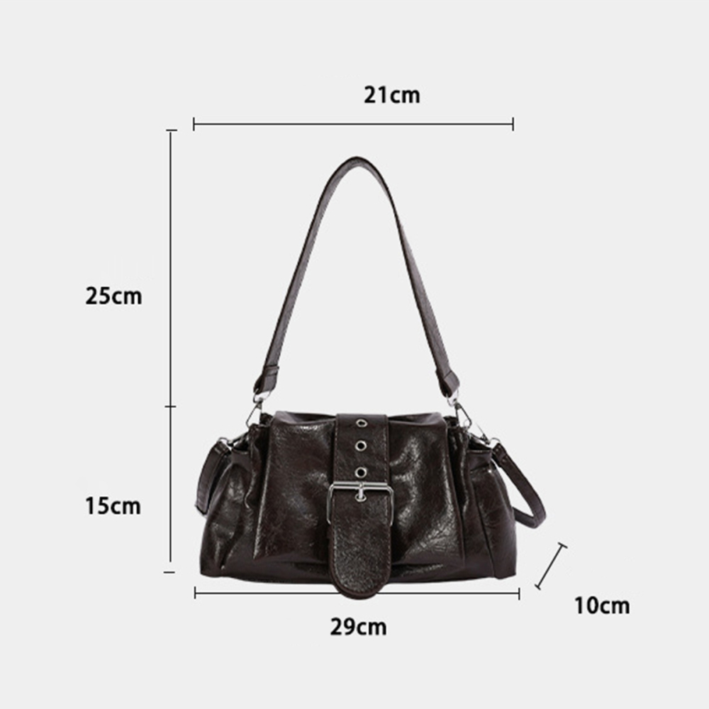 Casual Style Metal Hardware Solid Color Pu Women's Shoulder Bags h5Picture4