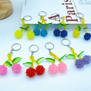 Simple Series Daily Beads Mixed Color Cherry Alloy Keychain h5 Picture6