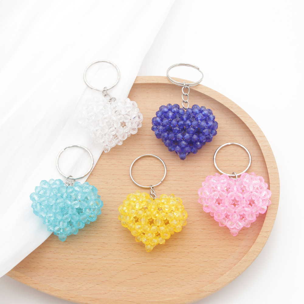 Simple Series Sweet Heart Solid Color Beads Alloy Keychain h5Picture5