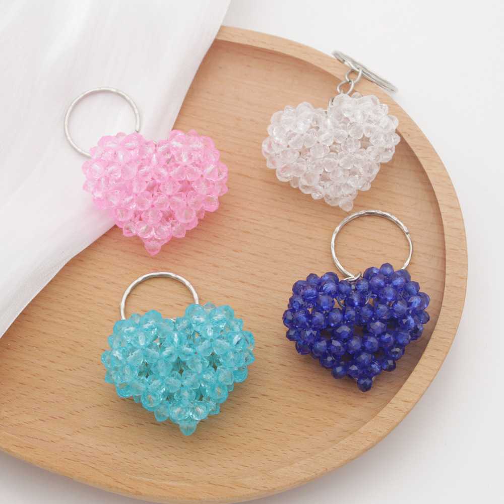 Simple Series Sweet Heart Solid Color Beads Alloy Keychain h5Picture2