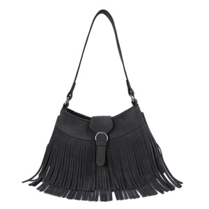 Casual Style Metal Hardware Tassel Solid Color Tassel Suede Women's Square Shoulder Bags h5
