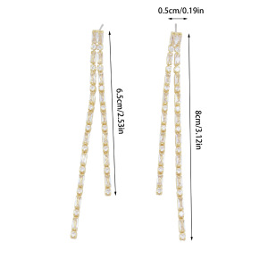 Luxurious Series Elegant Tassel Chain Copper Zircon Women's Party Earrings h5 Picture3