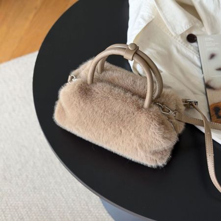 Borse Da Donna In Peluche A Tinta Unita, Stile Chic Parigino.