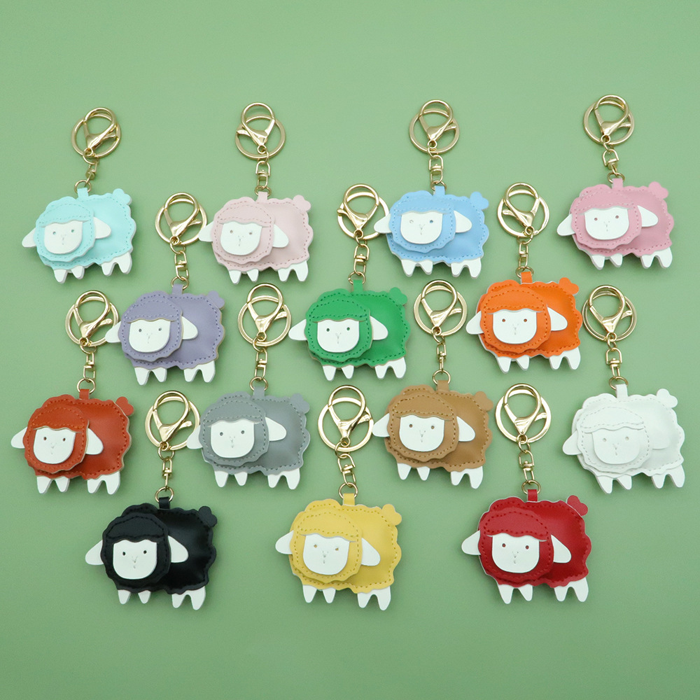 Simple Series Cute Animal Patchwork Cartoon Mixed Color Pu Keychain h5Picture3