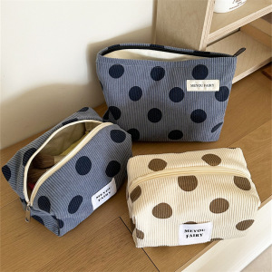 Schlichte Serie, Lässige Kosmetiktaschen Aus Cord Mit Polka Dots In Verschiedenen Farben h5 Bild2