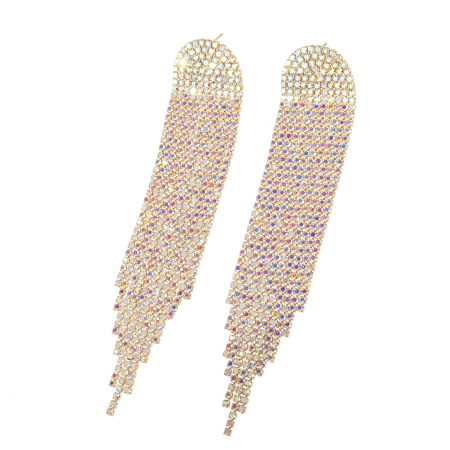 Luxe Serie Elegante Oorbellen Met Kwastjes En Koperen Strass Steentjes Voor Dames, Perfect Voor Een Feestje. 2
