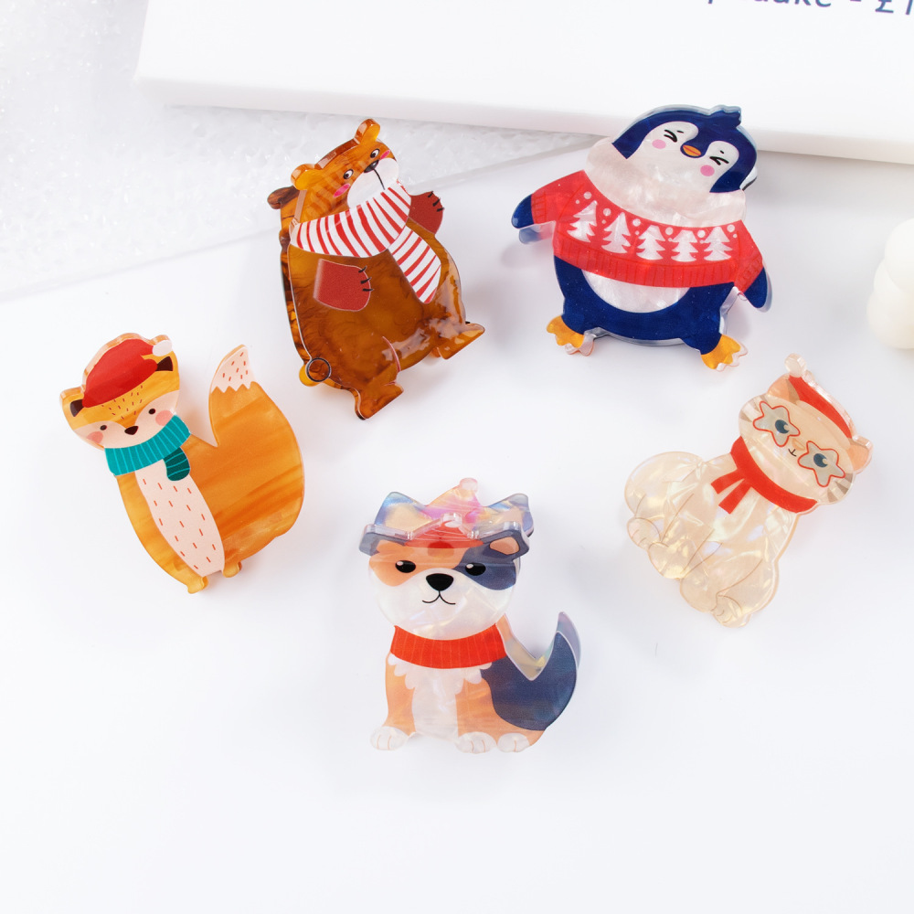Simple Series Cute Animal Cartoon Christmas Pvc Hair Claws h5Picture2