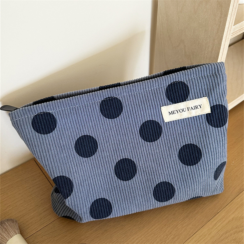 Schlichte Serie, Lässige Kosmetiktaschen Aus Cord Mit Polka Dots In Verschiedenen Farben 