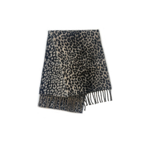 Simple Series Retro Leopard Print Tassel Wool Polyester Blend Winter Scarves h5