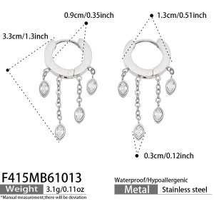 Simple Series Daily Droplet Chain Edelstahl Wasserdicht Goldfarben Zirkon Damen Ohrhänger h5 