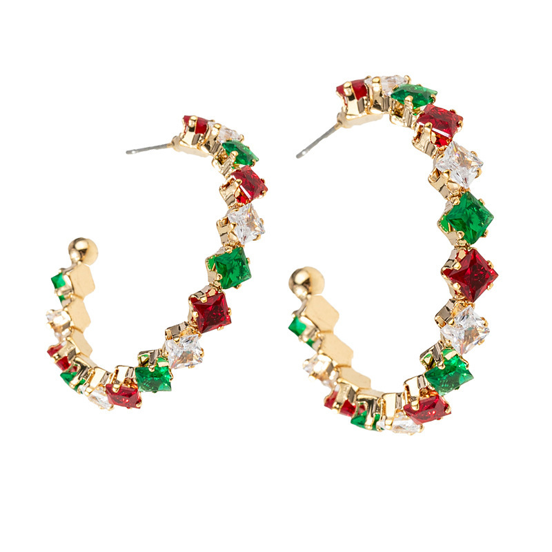 Luxurious Series Sweet Geometric Shape Copper Zircon Women's Party Earrings Picture5