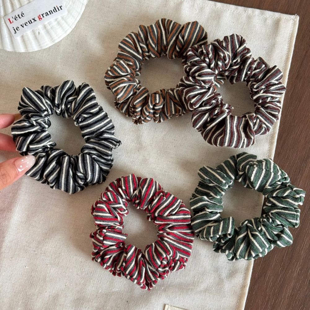 Simple Series Casual Stripe Polyester Scrunchies In Gemengde Kleuren Afbeelding2