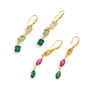 Luxurious Series Tassel Stainless Steel Waterproof Gold Color Zircon Women's Dangle Earrings h5 Picture5
