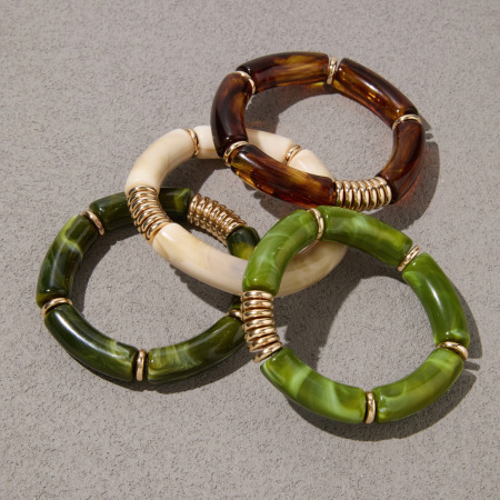 Brazaletes Sencillos De Acero Inoxidable Color Dorado, Estilo Retro, Con Forma Irregular Y Efecto Patchwork.