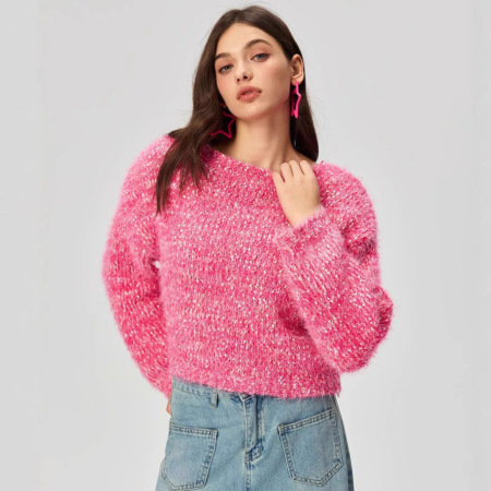 Casual Color Clash Plush Straight Knitted Jumper