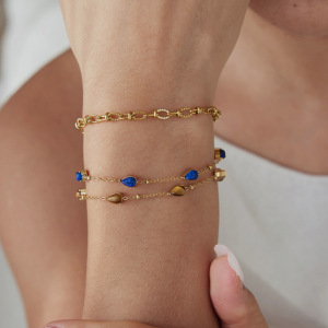 Simple Droplet Stainless Steel Waterproof Gold Color Natural Stone Women's Chain Bracelets h5 Picture3