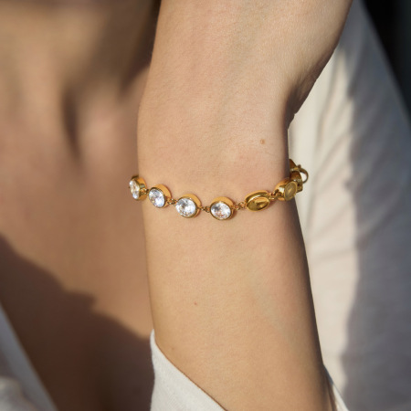 Eenvoudige Serie Dagelijkse Lijnen Ellipsvormige Roestvrijstalen Waterdichte Gouden Damesarmbanden