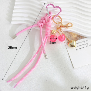 Simple Series Sweet Heart Twist Cherry Woven Alloy Bag Charms h5 Bild3