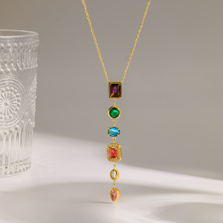 Luxuriöse Serie: Elegante, Geometrische Form, Wasserdicht, Goldfarben, Zirkonia-Anhänger Für Damen