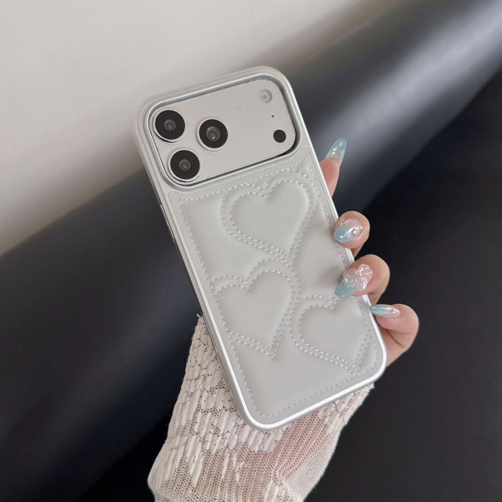 Heart 3D Fiber Filling Solid Color Phone Cases