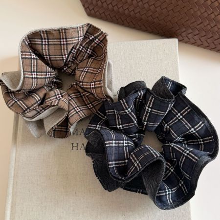 Simple Series Casual Plaid Mixed Color Fabric Scrunchies 2