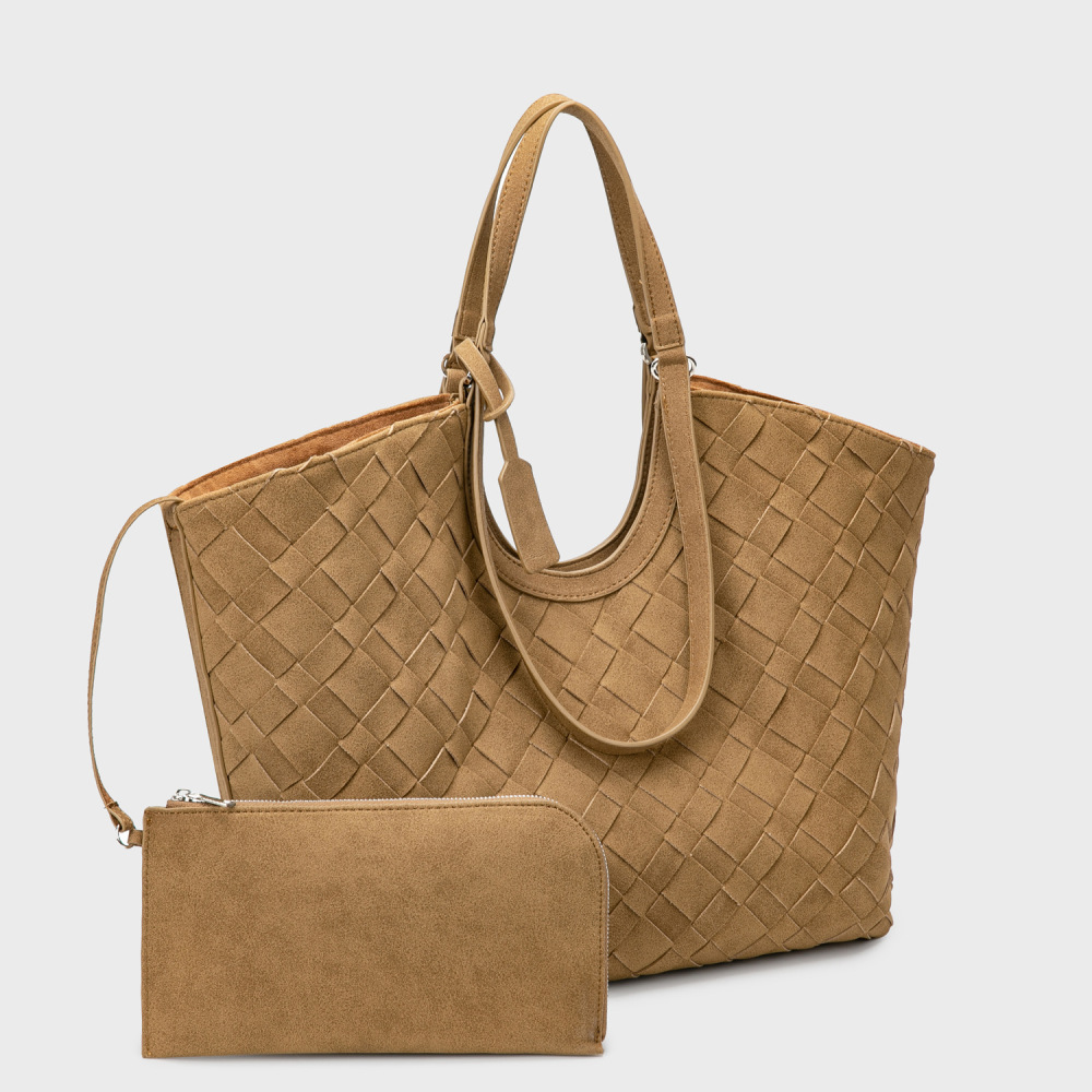 Casual Style Woven Solid Color Woven Suede Women's Tote Bags Picture3