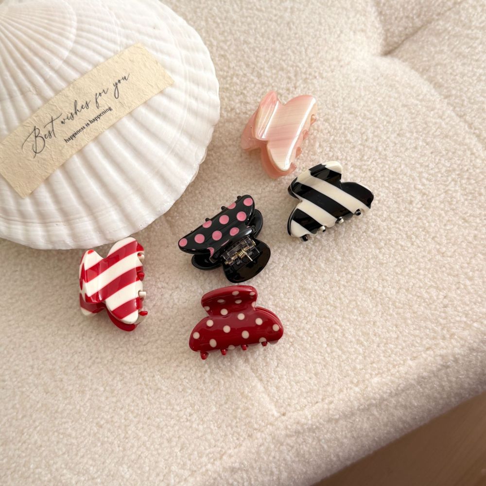 Simple Series Daily Christmas Stripe Polka Dots Mixed Color Gradient Color Pvc Hair Claws h5Picture2