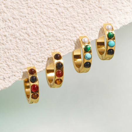 Klassieke Serie Elegante Ronde Oorringen Van Roestvrij Staal In Gemengde Kleuren, Waterdicht, Met Goudkleurige Zirkonia.