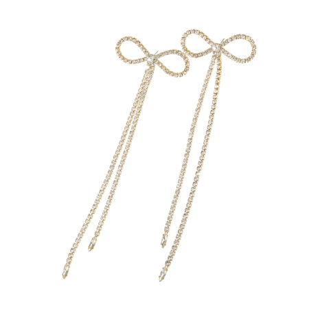Luxe Serie Elegante Oorbellen Met Strik En Kwastje, Koperkleurige Strass-Steentjes, Perfect Voor Feestjes Met Dames 2