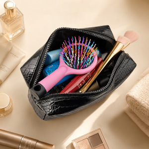 Simple Series Retro Solid Color Leather Makeup Bags h5 Picture2