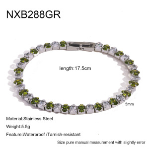 Luxurious Series Elegant Ellipse Shape Geometric Shape Stainless Steel Waterproof Gold Color Zircon Women's Chain Bracelets h5