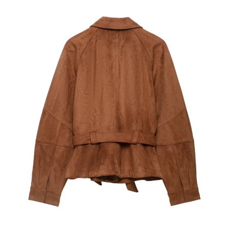 Retro Solid Color Tie-Up Straight  Jackets & Coats 2