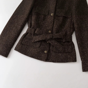 Street Elegant Specialty Solid Color Tie-Up Straight Long Sleeve Tops h5 Picture4