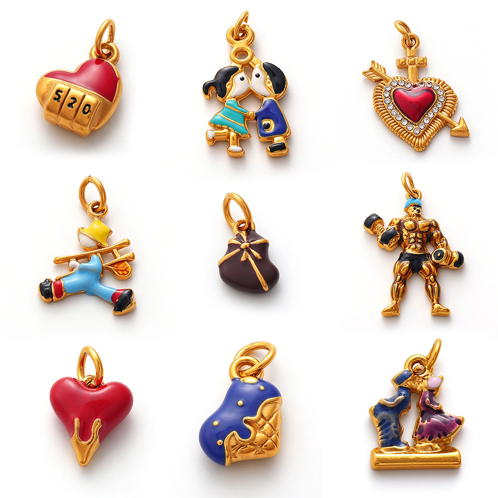 Simple Series Diy Irregular Shape Heart Patchwork Stainless Steel Waterproof Gold Color Women's Pendants Picture5