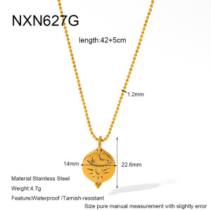 Classic Series Retro Sun Moon Geometric Shape Stainless Steel Waterproof Gold Color Women's Pendant Necklaces h5
