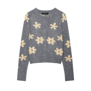 Elegante Cardigan A Maglia Dritta Con Stampa Floreale h5 